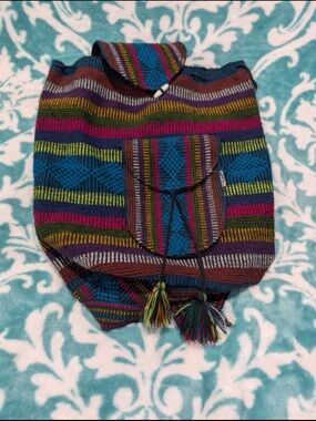 Artesanias Pinzon woven Boho Festival Hippy textile backpack